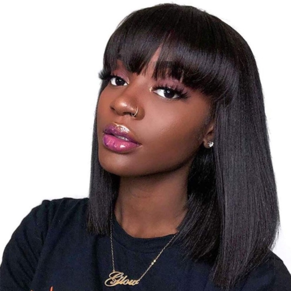 16” Short Brazilian  Bob Bang Human Hair Wig *NEW*